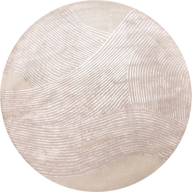 Ковёр_Шерсть/Арт-шёлк/_LINES_Индия_LINES-01-BGE(Round)