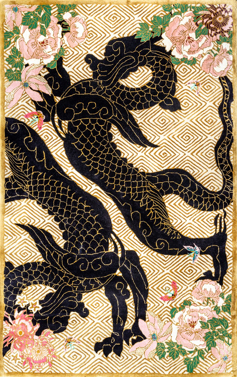 Ковёр Шерсть/Арт-шёлк WENDY COLLECTION Индия ART de VIVRE DRAGON FLORAL GOLD