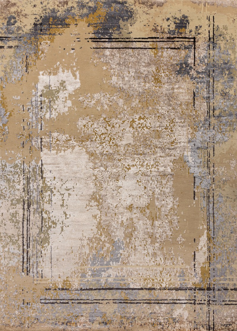 Ковёр_Арт-шёлк/Шерсть/_SAN FRANCISCO_Индия_GOLD-LINES-2-GREY