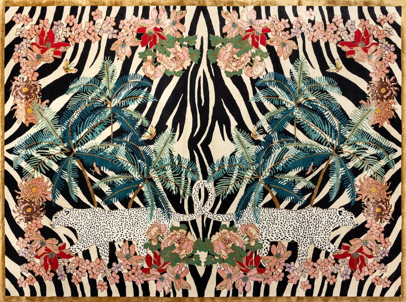 Ковёр Шерсть/Арт-шёлк WENDY COLLECTION Индия ART de VIVRE ZEBRA LEOPARD PALMS