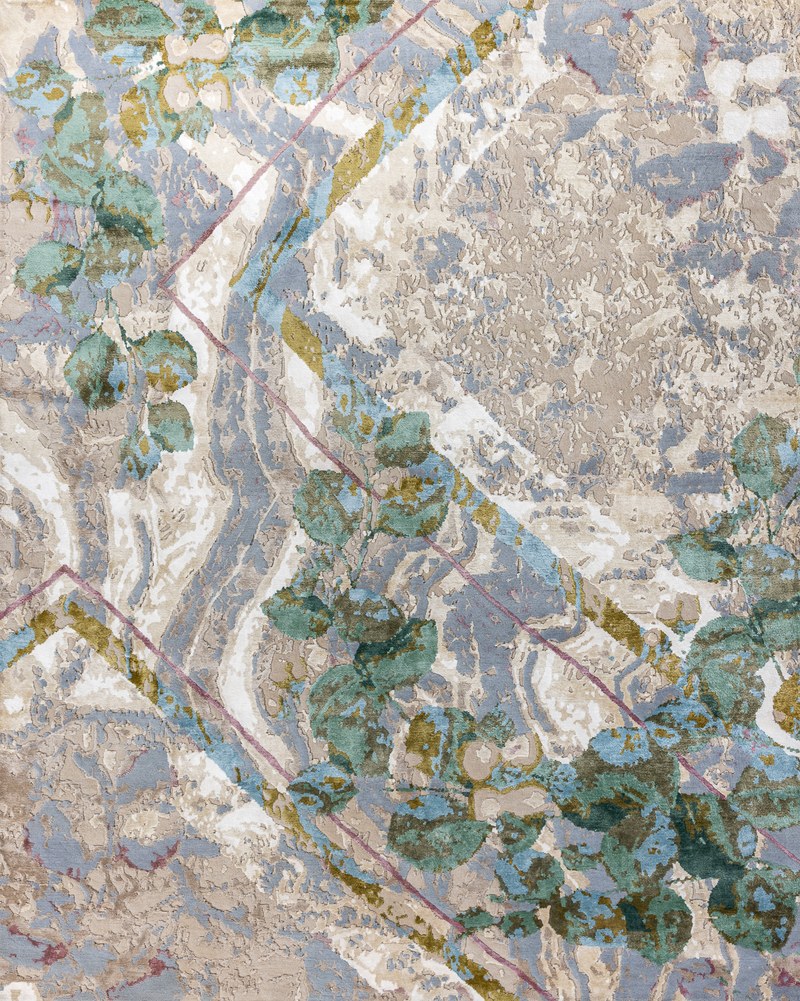 Ковёр Шерсть/Арт-шёлк MARBLE FLOWERS Индия ART de VIVRE Marble Code 14-GRN