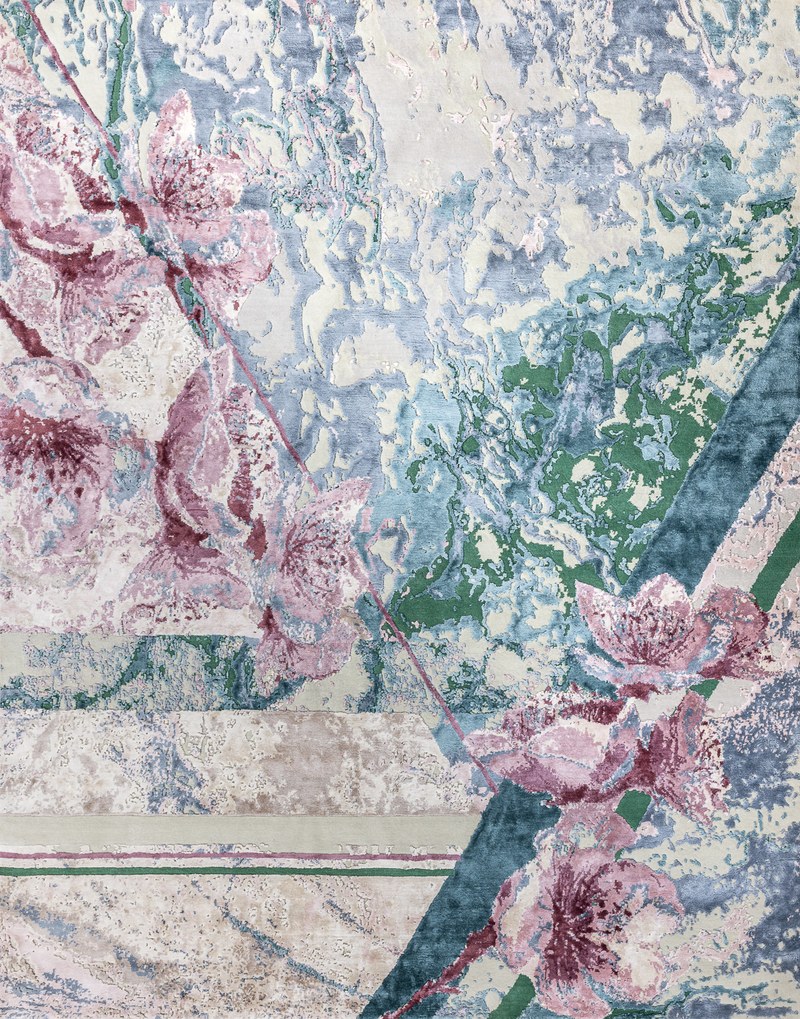 Ковёр Шерсть/Арт-шёлк MARBLE FLOWERS Индия ART de VIVRE Marble Code 13-GRN